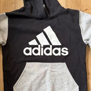 adidas Black & Gray Kids Hoodie with White Logo